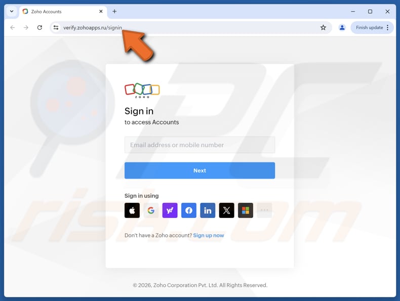 Zoho - File Shared With You Truffa via e-mail sito web falso