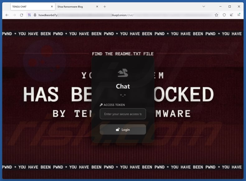 Chat Tor del ransomware Black TENGU