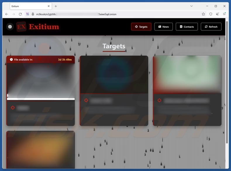 Sito di divulgazione dati del ransomware Exitium