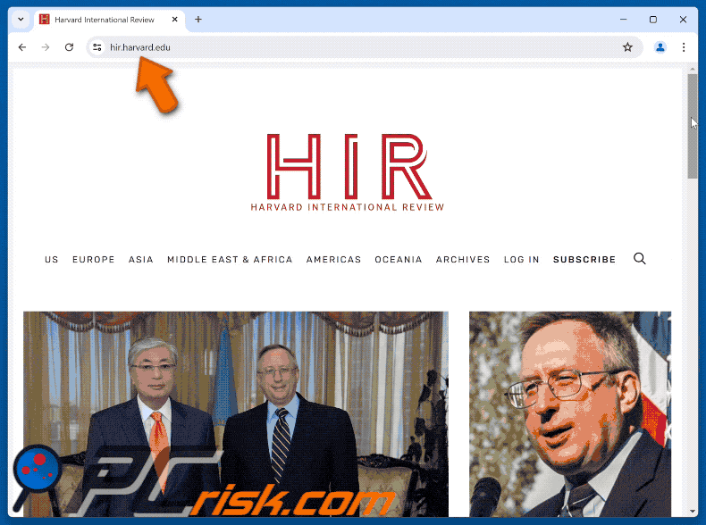 Aspetto di Hir.harvard.edu ClickFix malware