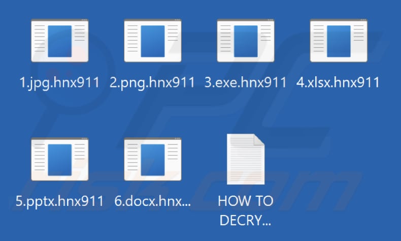 File crittografati dal ransomware Hnx911 (estensione .hnx911)