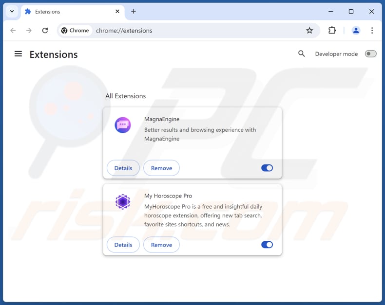 Rimozione delle estensioni di Google Chrome correlate a mightytechy.com