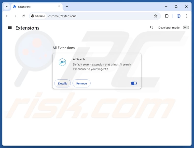 Rimozione delle estensioni di Google Chrome correlate a aisearchapp.net