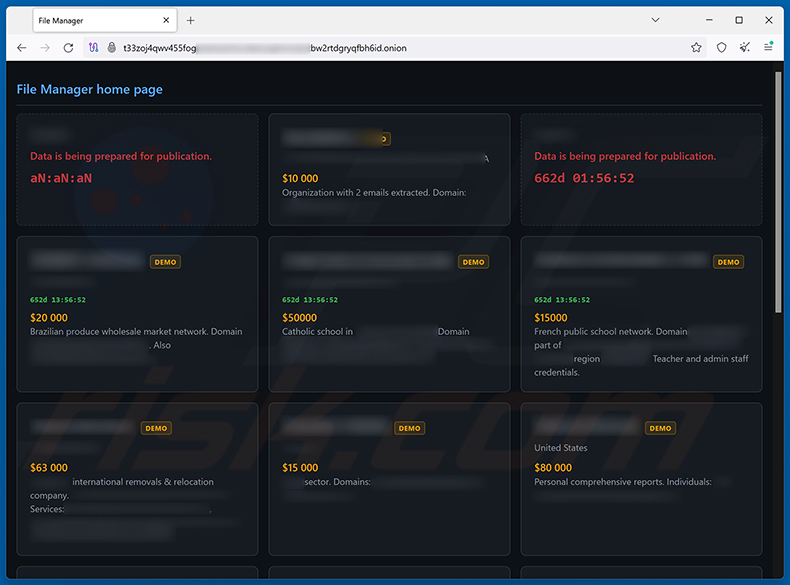 Sito di divulgazione dati del ransomware BARADAI