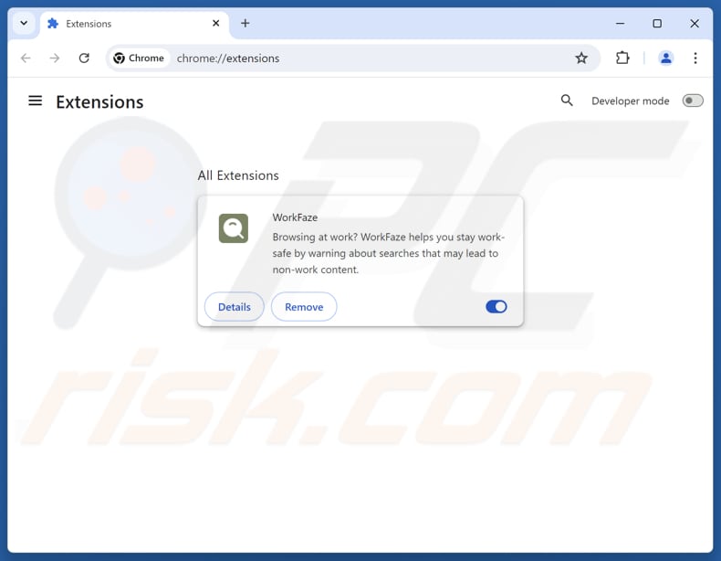 Rimozione delle estensioni di Google Chrome correlate a myworkfaze.com
