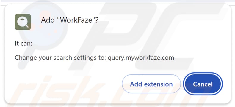 Dirottatore del browser myworkfaze.com che richiede autorizzazioni