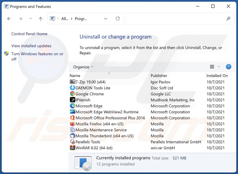 Disinstallazione del dirottatore del browser WorkFaze tramite il Pannello di controllo