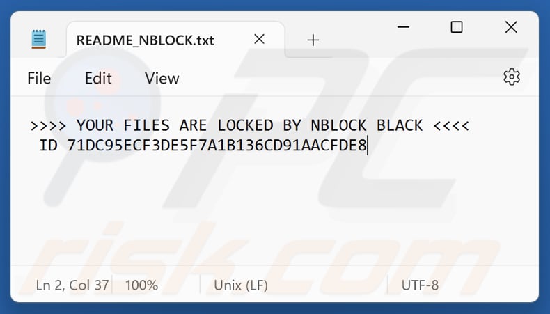 File di testo del ransomware NBLock Black (README_NBLOCK.txt)