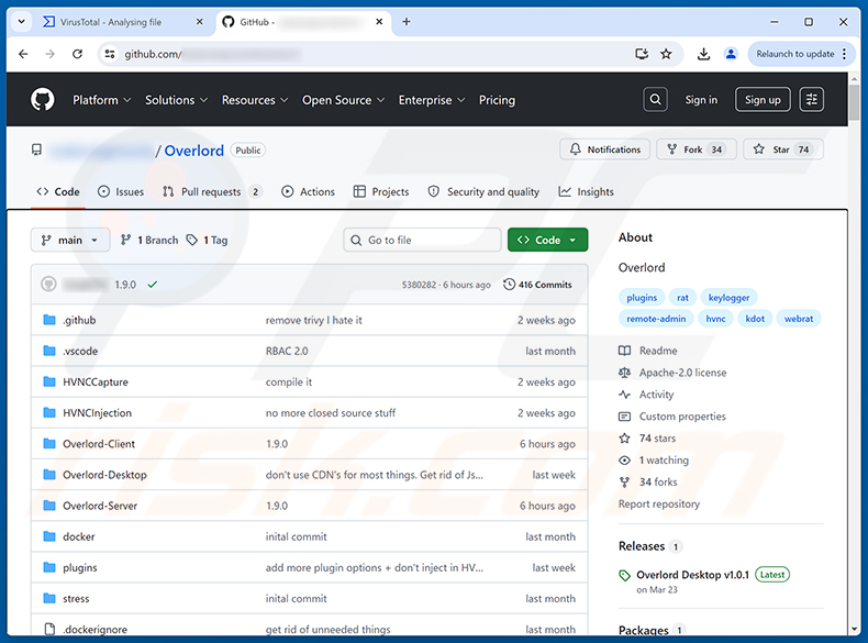 Overlord RAT su GitHub