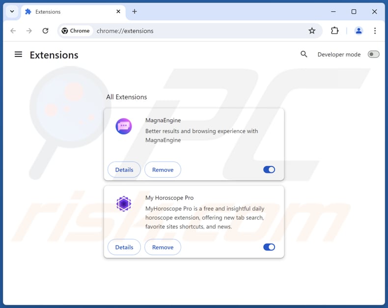 Rimozione delle estensioni fraudolente da Google Chrome passo 2