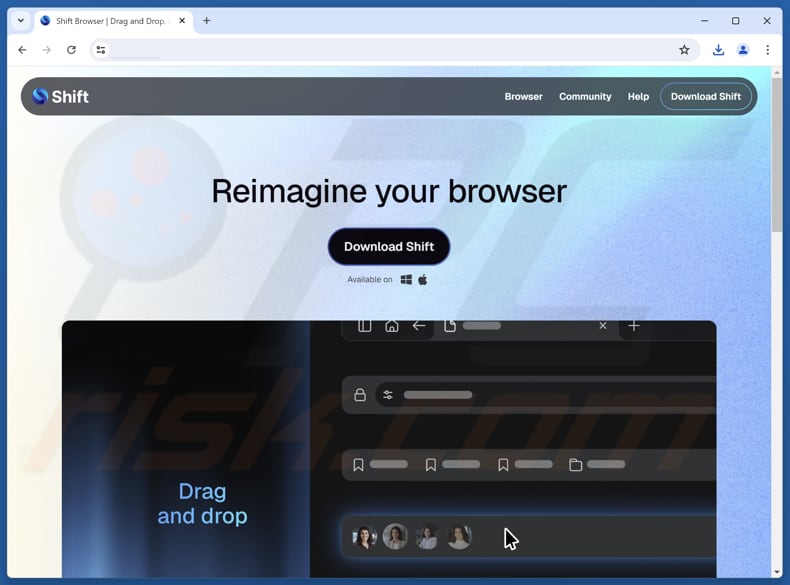 Sito web utilizzato per promuovere Shift