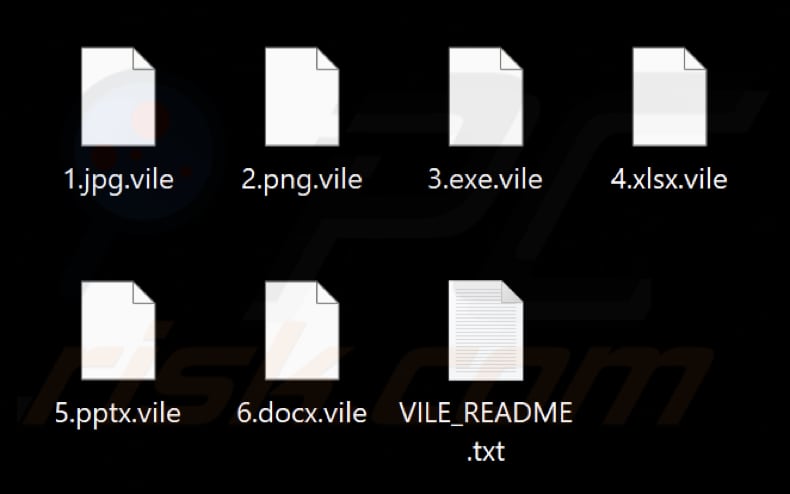 File crittografati dal ransomware Vile (estensione .vile)