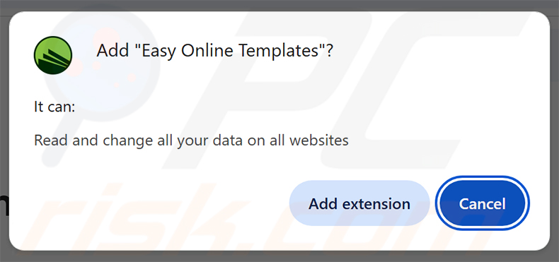 Autorizzazioni dell'adware Easy Online Templates