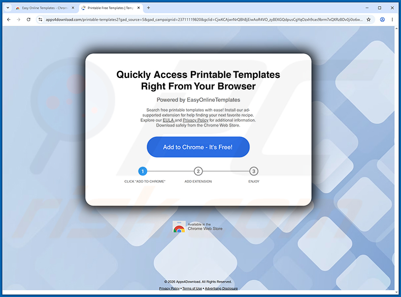 Sito web di promozione di Easy Online Templates