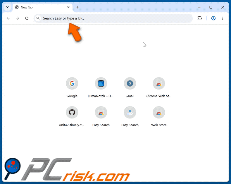 Dirottatore del browser Easy Search che reindirizza a Bing (GIF)