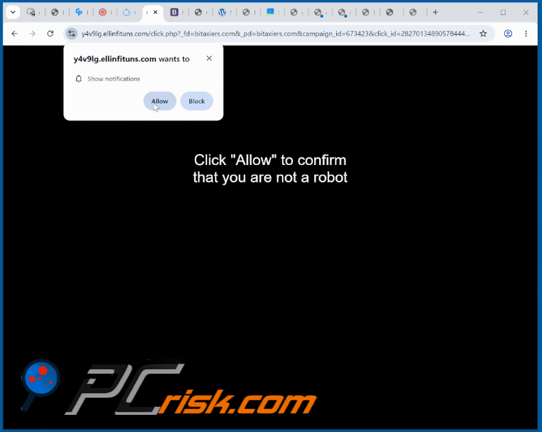 aspetto del sito web ellinfituns[.]com (GIF)