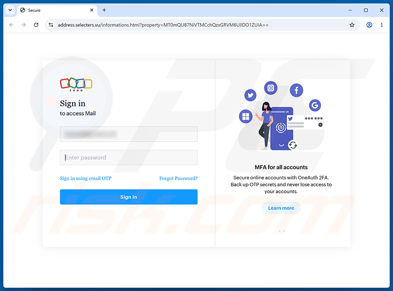 Pagina di phishing Employee Account Maintenance Notice