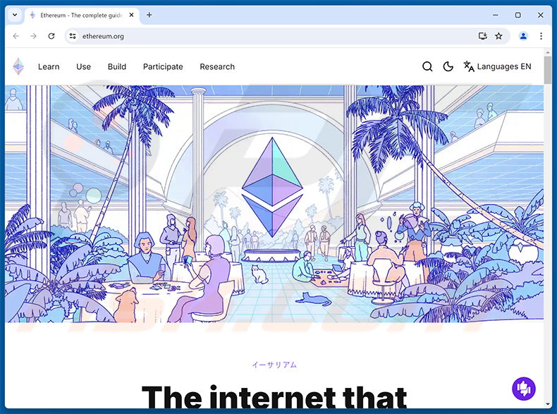 Sito web reale di Ethereum Genesis Airdrop Scam (ethereum.org)