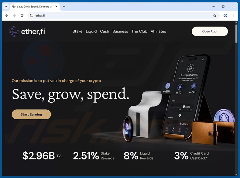 Sito web reale EtherFiWC26 Voting Rewards Scam (ether.fi)