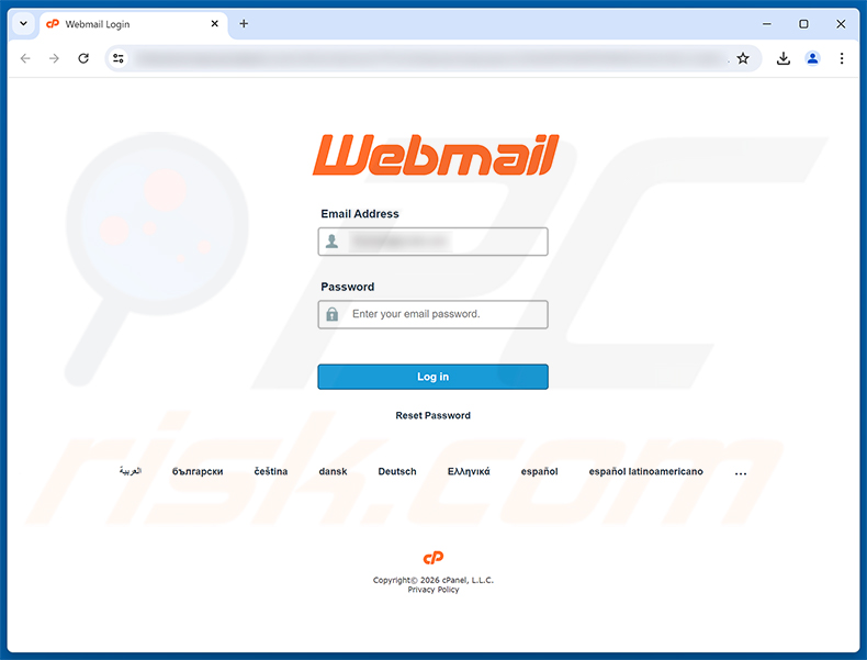 Pagina di phishing della truffa via email Forwarding Rule Added