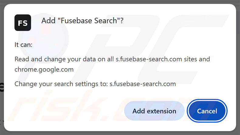 Autorizzazioni richieste dal dirottatore del browser Fusebase Search (s.fusebase-search.com)