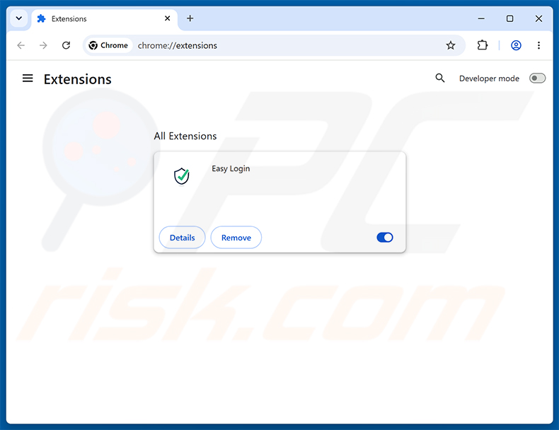 Rimozione delle estensioni di Google Chrome correlate a Easy Login (loginonlineapp.com)