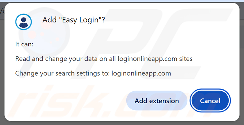 Autorizzazioni richieste dal dirottatore del browser Easy Login (loginonlineapp.com)