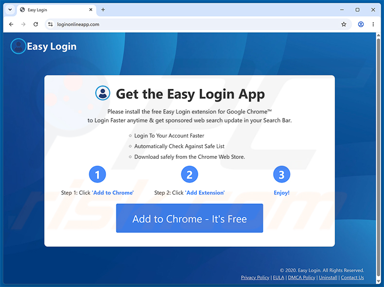 Sito web utilizzato per promuovere il dirottatore del browser Easy Login