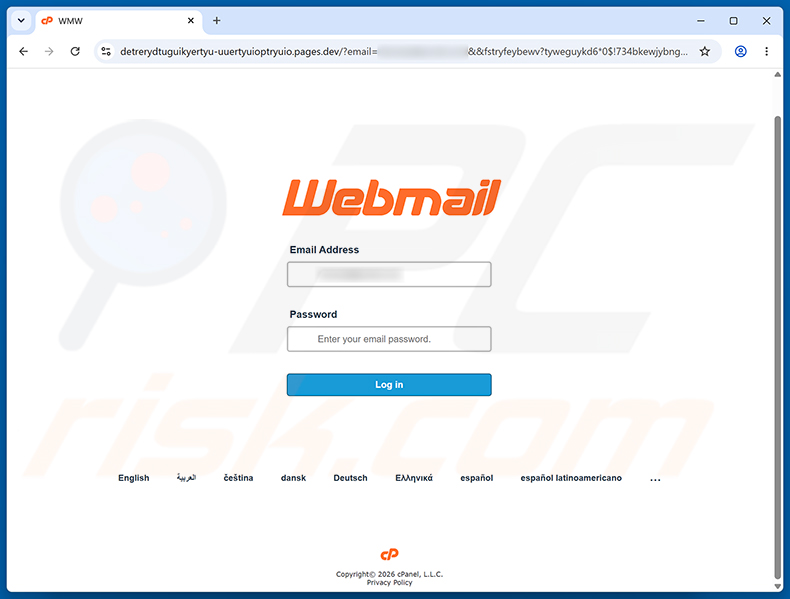 Pagina di phishing MAERSK Shipment Ready For Dispatch
