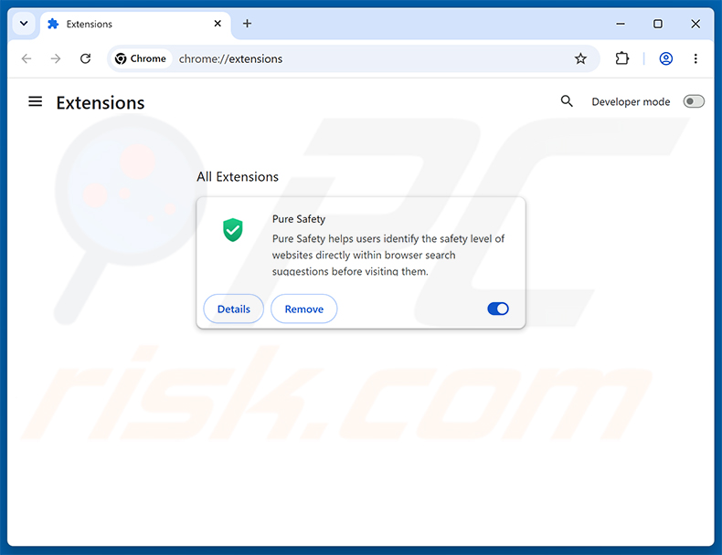 Rimozione delle estensioni di Google Chrome relative a Pure Safety (pureextension.net)