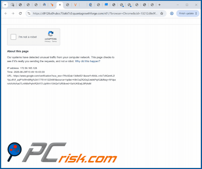 aspetto del sito web quantagrowthforge[.]com (GIF)