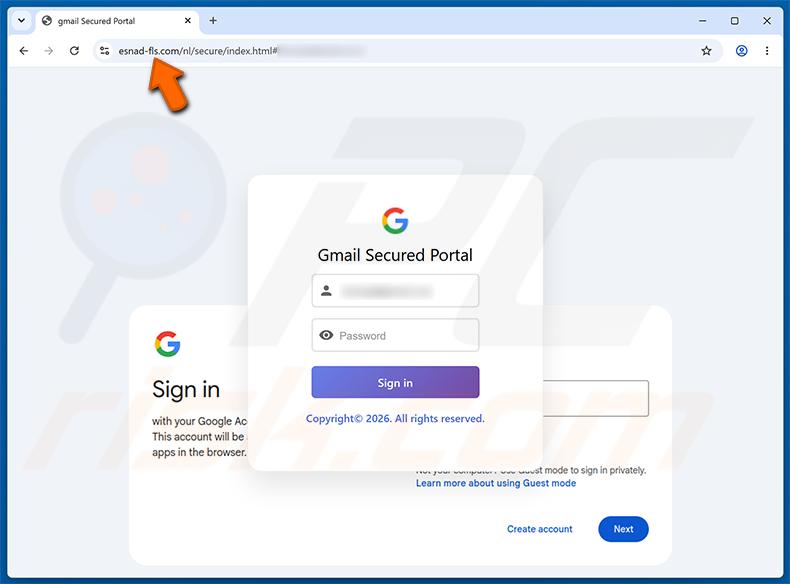 Pagina di phishing Secure Document For Review
