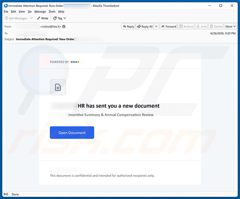 Secure Document From HR email truffa (2026-06-30)