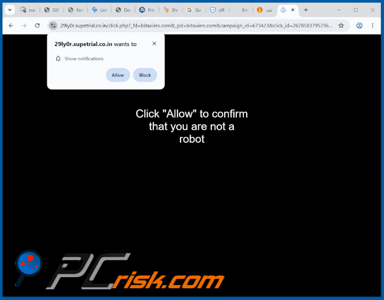 aspetto del sito web supetrial[.]co.in (GIF)