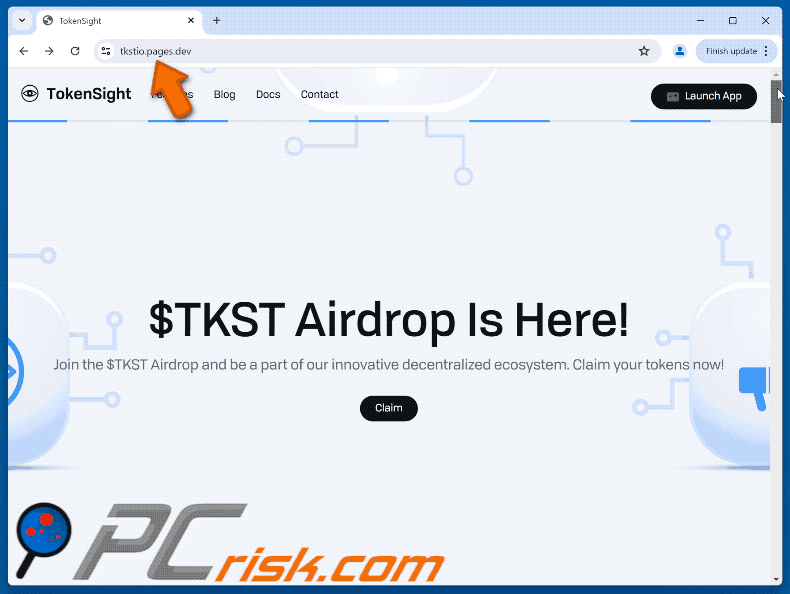 Aspetto di TokenSight ($TKST) Airdrop truffa (GIF)