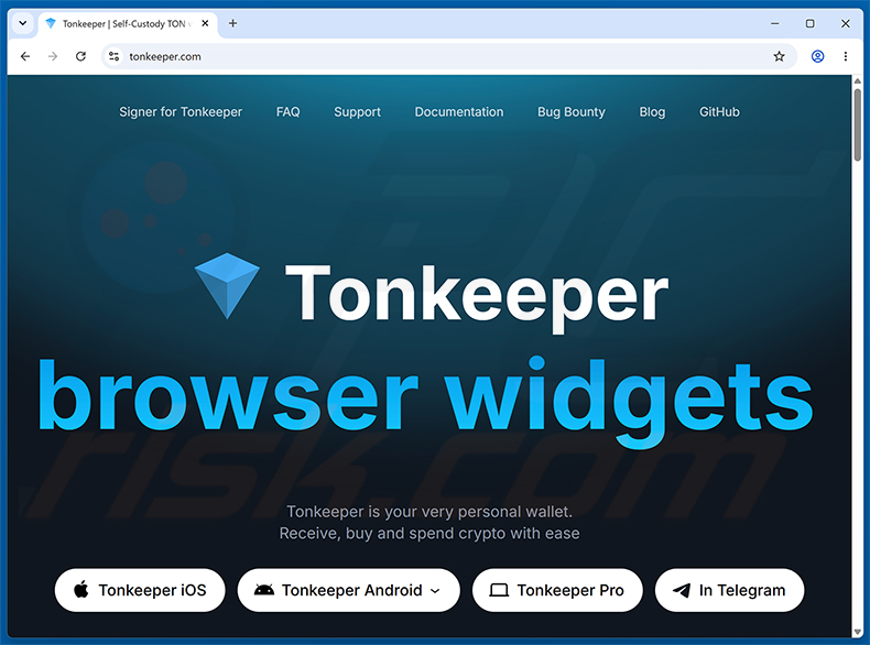 Sito web reale di Tonkeeper Airdrop Scam (tonkeeper.com)