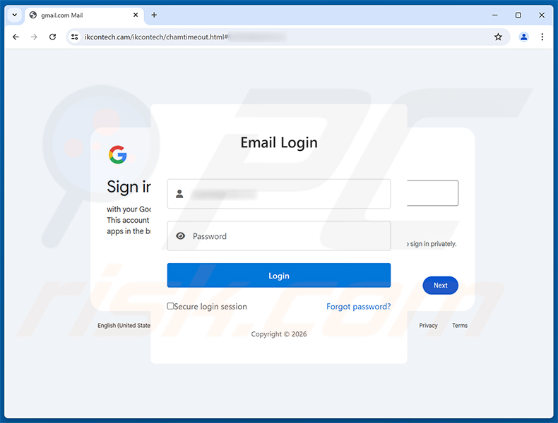 Pagina di phishing Update Related To Account Verification