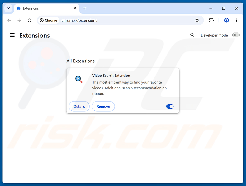 Rimozione delle estensioni di Google Chrome correlate a Video Search Extension (myvideolibrary.info)