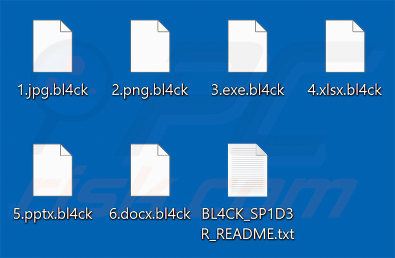 File crittografati dal ransomware BL4CK SP1D3R (estensione .bl4ck)