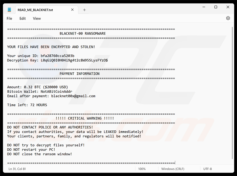 Richiesta di riscatto del ransomware BLACKNET (READ_ME_BLACKNET.txt)