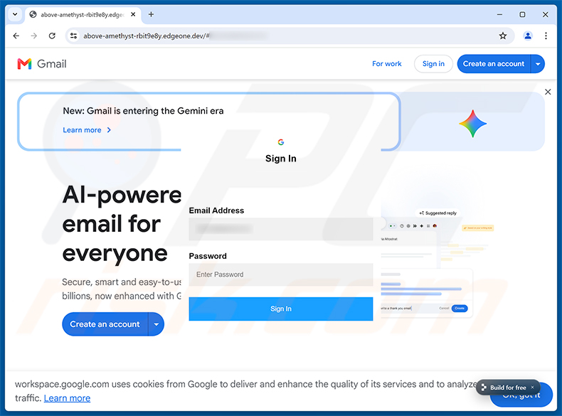 Pagina di phishing Cloud Services Alert