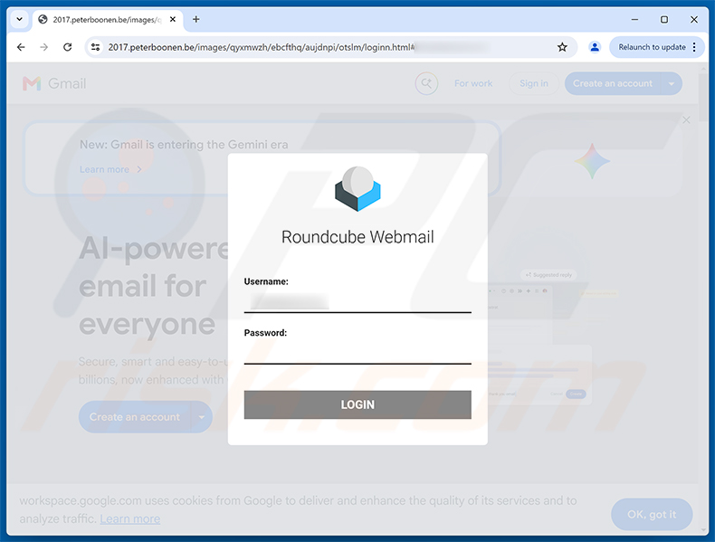 Pagina di phishing Confidential Messages Queued