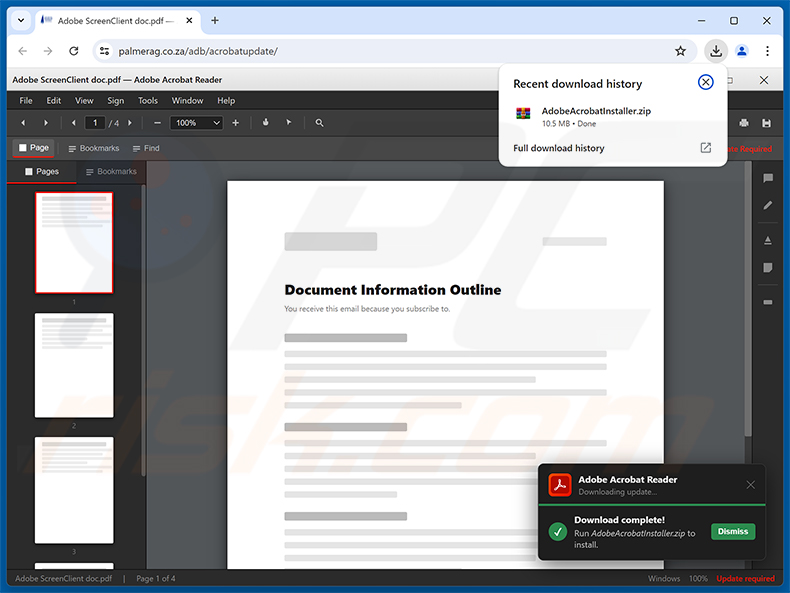 Sito web dannoso promosso tramite la campagna di spam Contract Procurement Email Virus