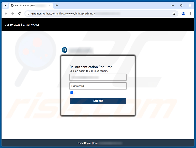 cPanel - Re-validate SSL/TLS pagina di phishing