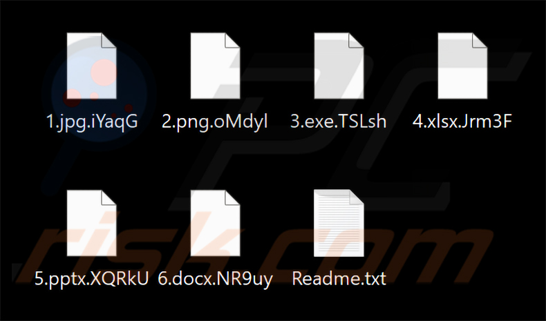 File crittografati dal ransomware Devill (estensione casuale di 5 caratteri)