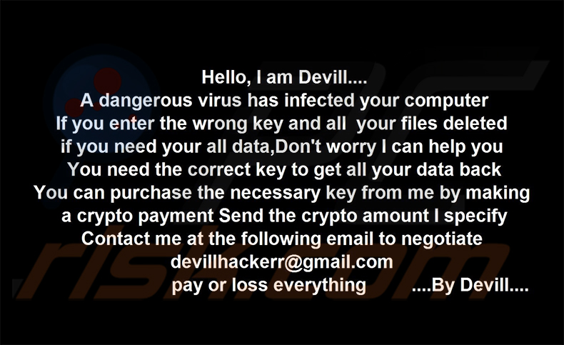 Sfondo del desktop del ransomware Devill