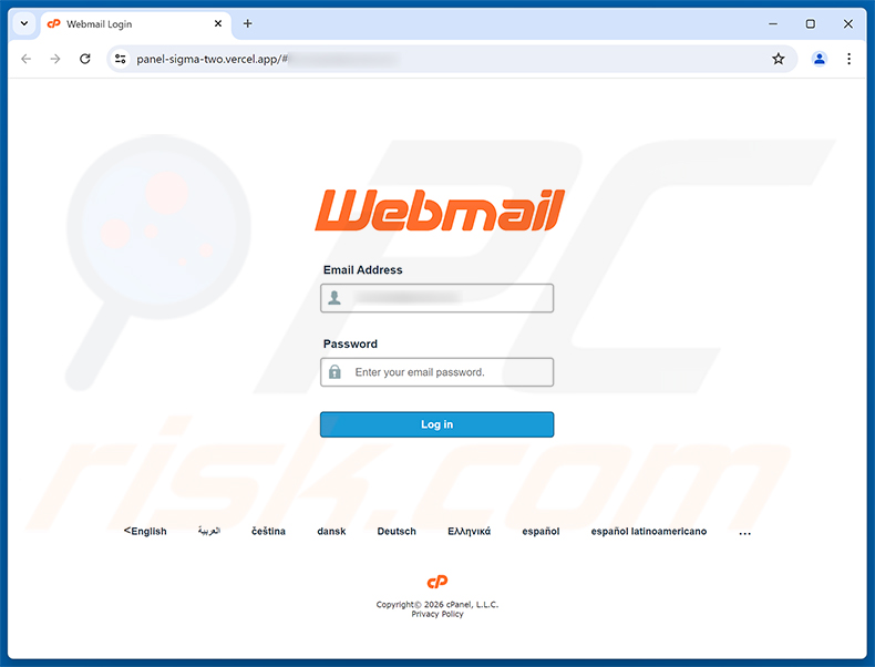 Email Migration Notice truffa pagina di phishing