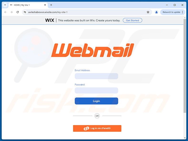 Finance Department Invoice Email Scam pagina di phishing