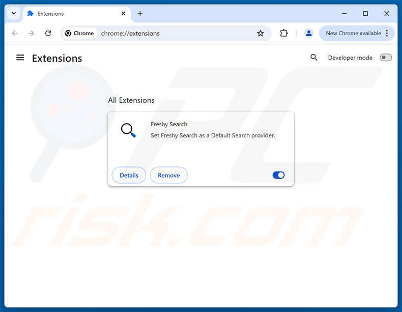 Rimozione delle estensioni di Google Chrome correlate a Freshy Search (freshy.com)