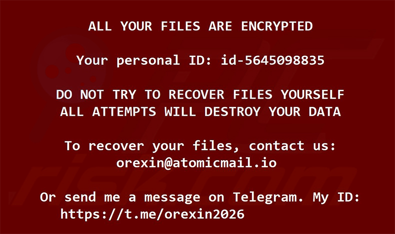 Sfondo di Orexin ransomware
